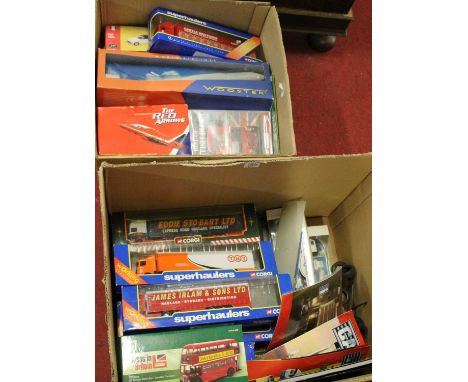 Two boxes of modern diecast vehicles, to include Corgi Superhaulers, Corgi Toys limited edition Buses in Britain, various Atl