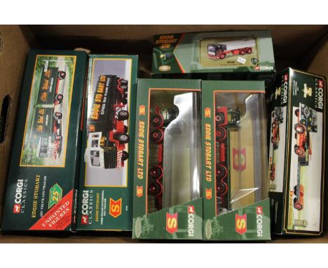 A box containing a quantity of Corgi Classics Eddie Stobart vehicles 