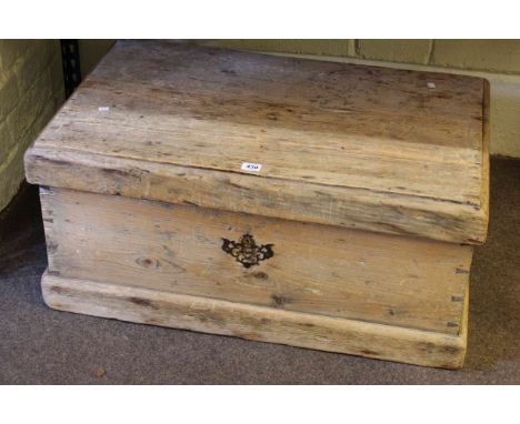 Pine partitioned trunk, 36cm high by 79cm wide by 50cm deep. (Well used).