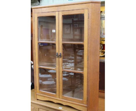 Reynolds of Ludlow Cotswold School double glazed panel door corner wall cabinet, 96cm high by 76cm wide by 43cm deep. (Good o