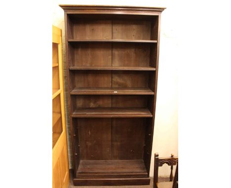 Early 20th Century oak open bookcase with four adjustable shelves, 204cm high by 99cm wide by 34cm deep, and light wood part 