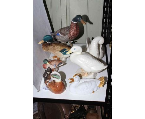 Seven china ducks including four Goebel and three Beswick.