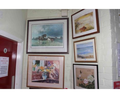Collection of eleven various pictures including Terence Cuneo limited edition print, watercolours, etc.