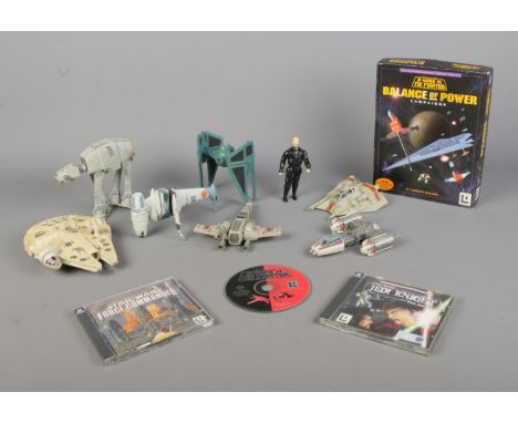 A collection of mainly vintage LFL Star Wars figures, together with Star Wars Force Commander, Jedi Knight and X-Wing Vs. Tie
