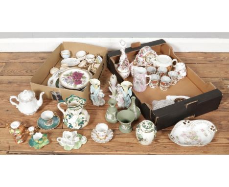A collection of mixed ceramics including Masons, Wedgwood Jasperware, Fenton China, Meakin, Various teacups and saucers etc.