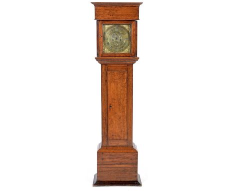 John Little: an 18th Century eight-day longcase clock, the 11 1/2inch square brass dial with roman hours and arabic minutes, 