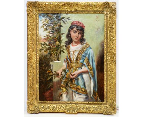 Haynes King (1831-1904 "A Persian Girl", signed with monogram and dated 1876; inscribed with artist, title and "... painted f