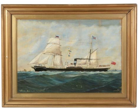 I*** Hudson (19th Century) A portrait of the transitional-period steam and sailing ship Cyprus in the Mediterranean, signed, 