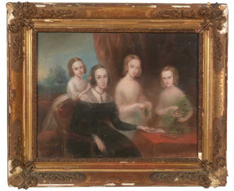 Zoé Meynier (née Coste) (French 1805- after 1861) Portrait of Madam Corine Derrién and her three daughters, signed and dated 