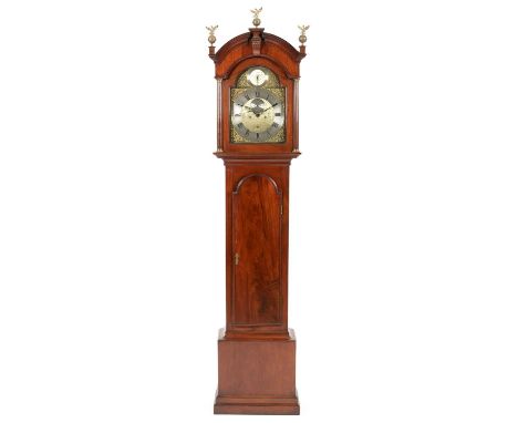 William Lundie, Aberdeen: an 18th Century longcase clock, the 11 1/2inch arched silvered and brass dial with roman hours and 