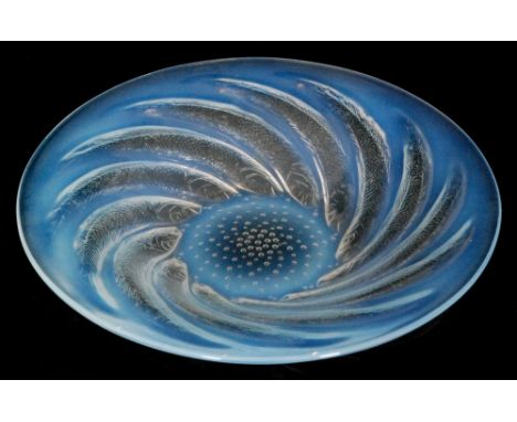 R. Lalique - A Poissons No 1, number 3262, shallow bowl of circular form relief moulded to the exterior with spiralled fish a