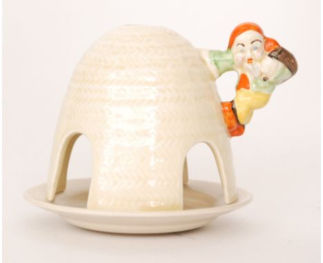 Clarice Cliff - Gnome - A nighlight circa 1936 of domed form modelled with a small gnome climbing the side in enamel colours 