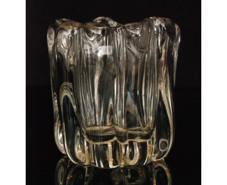 Tapio Wirkkala - Iittala - A post war Kalvolan Kanto or tree stump clear crystal glass vase, of sleeve form with organic pill