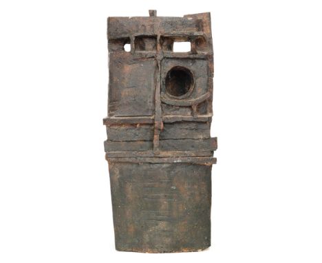 Tom Millard - A large 1960s studio ceramic sculpture of rectangular form with abstract panel decoration, unsigned, height 52c