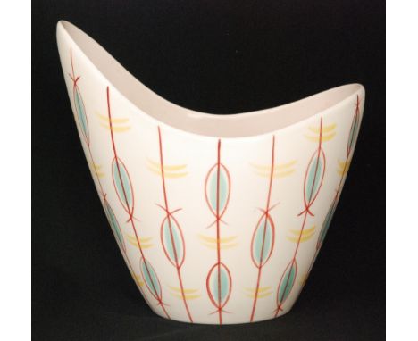 Poole Pottery - A 1950s Freeform elliptical vase decorated in the PS pattern, impressed and painted marks, height 20cm