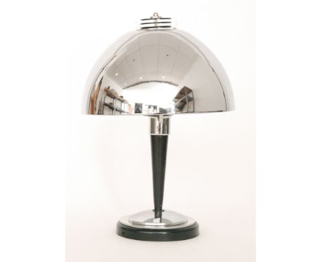 Unknown - A chromium plated table lamp of mushroom form, height 42cm.