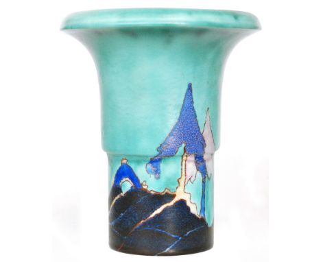 Clarice Cliff - Inspiration Caprice - A shape 373 Archaic vase circa 1929 hand painted with a stylised landscape with trees a