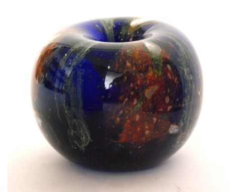 WMF (Wurttembergische Metallwarenfabrik) - An Ikora glass candlestick of globular form, decorated with air bubbles and mottle