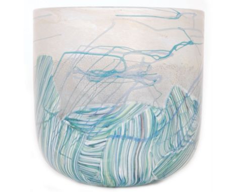 Michael Harris - Isle of Wight - A large later 20th Century Seascape Bell vase of sleeve form, decorated with veined blue and