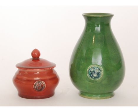 William Moorcroft - Liberty &amp; Co - An early 20th Century Flamminian Ware baluster vase decorated in green with tubelined 