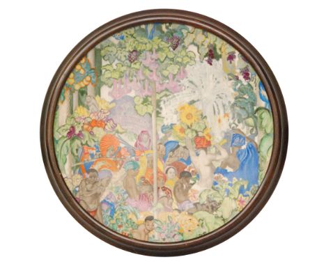 Clarice Cliff - Frank Brangwyn -  A.J Wilkinson - A framed circular charger hand painted after the original from the British 