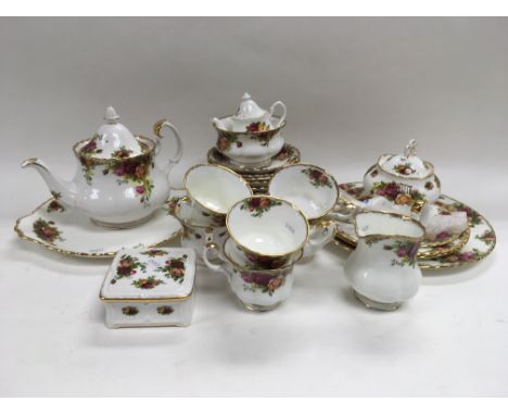 A Royal Albert tea service in Old Country Roses pattern.