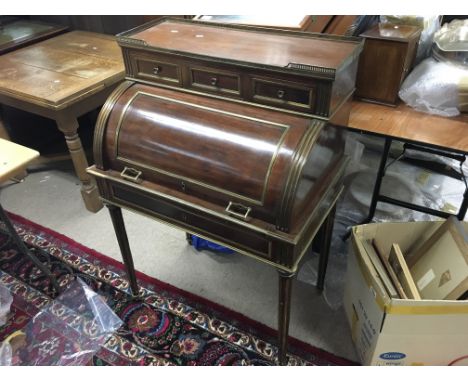 A Regency French cylindra top desk. Size approx 80x51x113cm