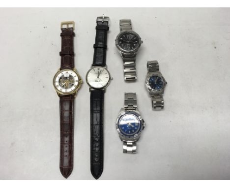 Five watches including a Rotary Auto, Sector & Ingersoll.