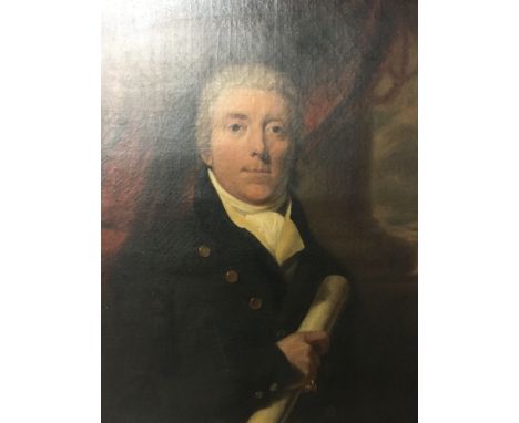 A Quality 19th Century portrait of a gentleman holding a scroll, unsigned and unattributed. Size 73x63cm.