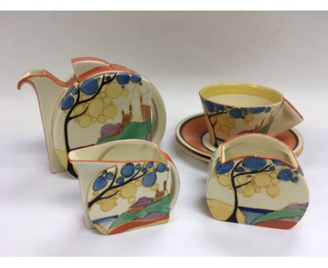 A Clarice Cliff bonjour de jour tea set.