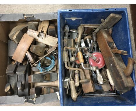 Two boxes of old tools and planes