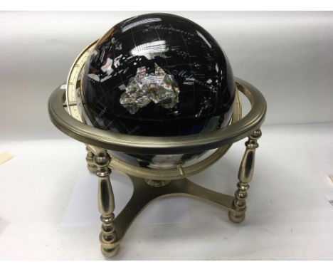 A Lapis gemstone globe. Height approx 44cm.