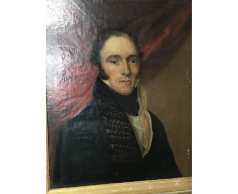 A 19th century portrait painting of a Gentleman. Oil on canvas unsigned and unattributed.size 39x 60cm.