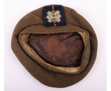 WW2 Scottish 1940 Tam O’Shanter: Highland Light Infantry Officers badged on Tartan cloth hat with makers and dated 1940, in g