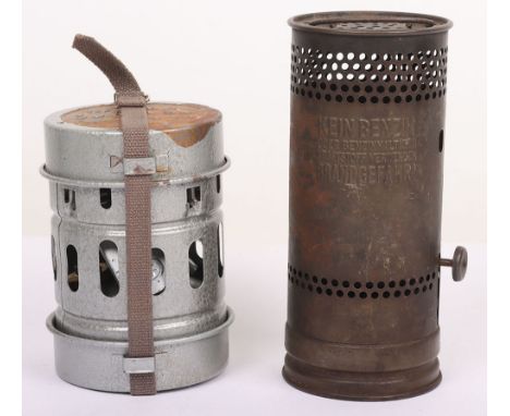 WW2 German Army Stove and Heater: Heavy vehicle German army engine heater with original stencilling to front, as used on the 