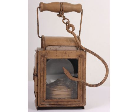 WW2 German Army Tropical Carbide Bunker Lantern: Complete with carrying handle with hanging hook and all 3 glass windows in p