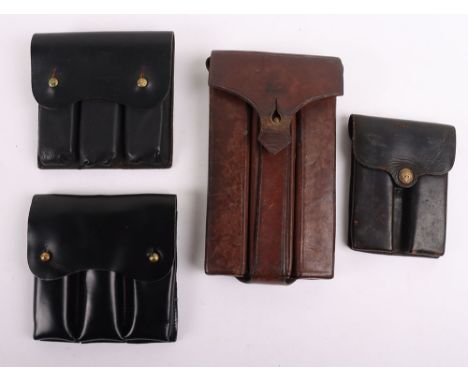 Four Magazine pouches, MP34, Colt etc, Original MP34 magazine pouch, three cell with belt straps intact. Brown leather with b