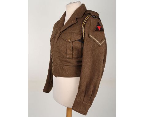 RASC Battle Dress Blouse, 3rd Infantry Division, Royal Army Service Corps blouse complete with original insignia, embroidered