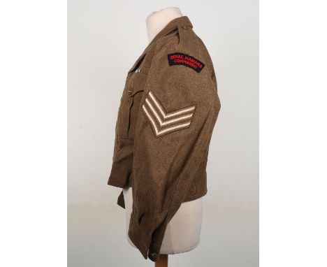 Royal Marines Commando Battle Dress Blouse, Royal Marine Commando Sergeants Battle dress blouse, complete with, Clerk First C