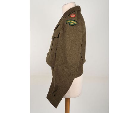 British Kings Own Border Regiment, Glider borne Troops Battle Dress Blouse, Canadian made battle dress blouse originally badg