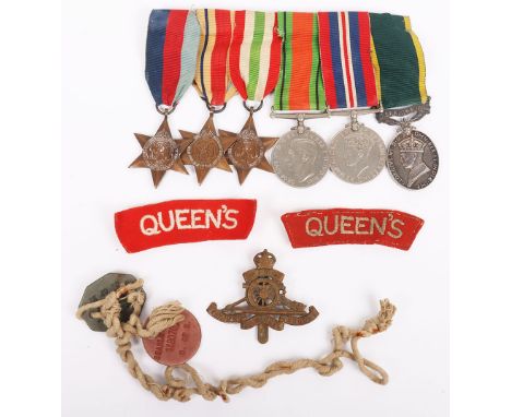 A Second World War Territorial long service group of 6 to The Queen’s Regiment, 1939-45 Star Medal, Africa Star Medal, Italy 