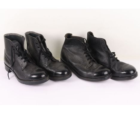 British Army Boots: Two pairs of black leather army  boots size 9 and 10 with hobnailed sole , in good clean  condition.  2 i