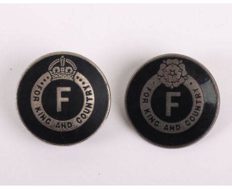 Two British Fascists Lapel and Button Hole Badges 1930's, Two Original badges, both maker marked ‘Gaunt, London’ one a pin ba