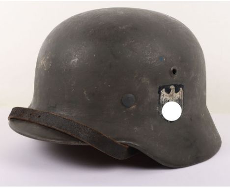 WW2 German Army Double Decal Steel Combat Helmet, interesting example of a M-35 steel combat helmet which has a textured over