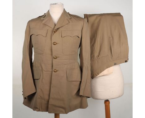 WW2 British 23rd Hussars Officers Service Dress KD Uniform, 23rd Hussars officers service dress jacket and trousers in KD mat