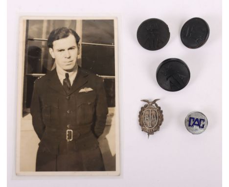 Small collection of Air Transport Auxiliary items to include a civilian Pilots numbered D1721 silver pin badge ,3 x  Plastic 