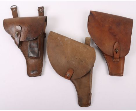 Three Leather Holsters, Russian & French, Tokarev TT-33 holster, in good worn condition, dated 1941. Russian Nagant 1895 mode