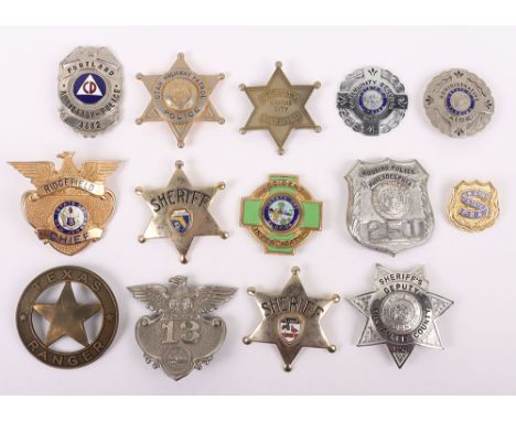 American Police/Sheriff Badges: A selection of vintage cap and breast badges to include Milwaukee, Florida, Kansas, New Jerse