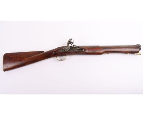 York Mail Coaching Blunderbuss: A good vintage copy blunderbuss with steel flintlock and brass coloured barrel with YORK MAIL
