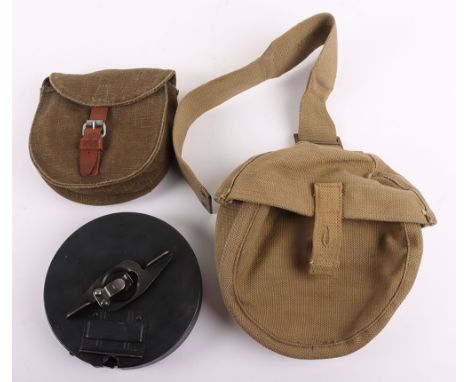 Selection Of WW2 Drum Mags and Pouches, M1928 50rd Drum, PPSH, Vickers K machine gun ammo pouch on its own, 1941 dated with c